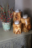 Set of 3 Aspen Wood Candle Holders