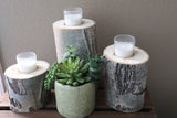 Set of 3 Aspen Wood Candle Holders